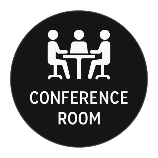Pack of 2 | Smeeps “Conference Room” Door Sign Stickers – 15.24 cm Round Office Label | Professional Black & White Design | Waterproof & Easy to Apply