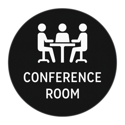 Smeeps “Conference Room” Door Sign Stickers – 15.24 cm Round Office Label | Professional Black & White Design | Waterproof & Easy to Apply