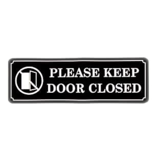 Pack of 2 | Smeeps “Please Keep Door Closed” Sign – 7.6 x 22.8 cm Rectangular Office Door Sticker | Bold Black & White Notice | Durable, Waterproof & Easy to Apply