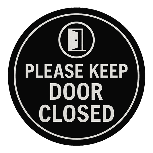 Pack of 2 | Smeeps “Please Keep Door Closed” Round Sign – 15.24 cm | Circle Door Sticker for Offices, Labs & Private Areas | Waterproof & Durable | Clear Bold Text & Icon