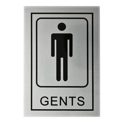 Smeeps “GENTS” Restroom Sign – 15.24 x 10.16 cm | Sleek Silver Finish with Black Print | Durable & Easy to Read | Self-Adhesive for Office, Mall, Café, School