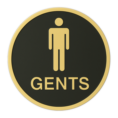 Smeeps “GENTS” Restroom Sign – Round 15.24 cm | Elegant Black & Gold Finish | Self-Adhesive | Waterproof & Durable | Ideal for Offices, Hotels, Cafés, and Commercial Use