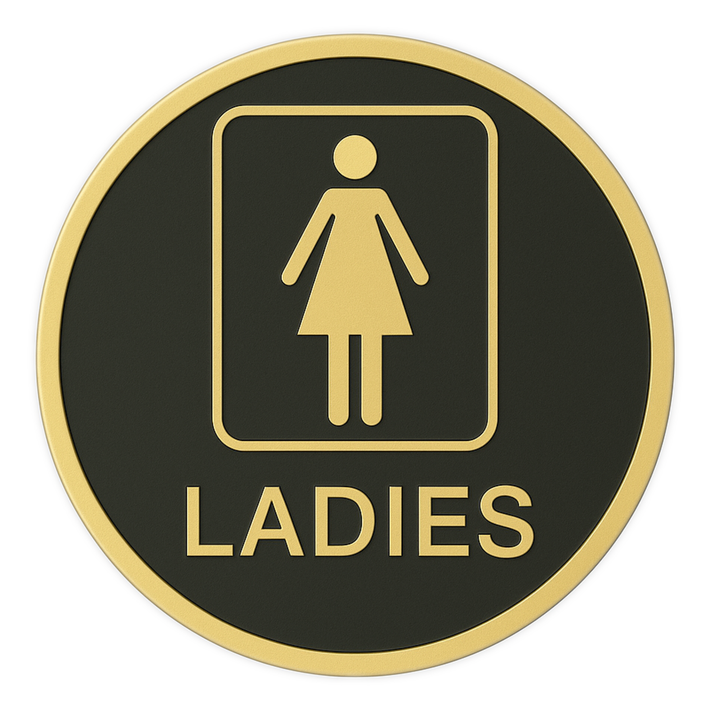 Smeeps “LADIES” Restroom Sign – Round 15.24 cm | Elegant Black & Gold Finish | Self-Adhesive | Waterproof & Durable | Ideal for Offices, Hotels, Cafés, and Commercial Use