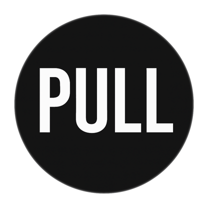Pack of 2 | Smeeps Round “PULL” Door Sticker – 15.24 cm | Matte Black Finish with Bold White Text | Easy Peel & Stick Vinyl Decal | Ideal for Offices, Stores & Restaurants