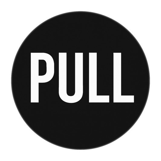 Smeeps Round “PULL” Door Sticker – 15.24 cm | Matte Black Finish with Bold White Text | Easy Peel & Stick Vinyl Decal | Ideal for Offices, Stores & Restaurants