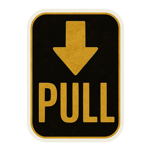 Smeeps Pull Door Sign Sticker – 15.24 x 10.93 cm Waterproof Vinyl Decal | Vintage Gold & Black Design | Arrow Direction Indicator for Shops & Offices