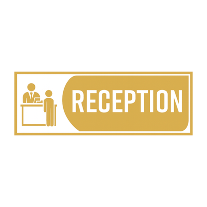 Smeeps Reception Sticker – 13.97 x 5.08 cm Office Door Vinyl Sign | Professional Gold Icon Design | Waterproof & Durable Label