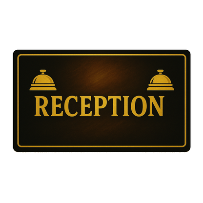 Smeeps Reception Door Sticker – 26.42 x 15.24 cm Office Vinyl Sign | Premium Gold Bell Icon | Waterproof & Durable Front Desk Label