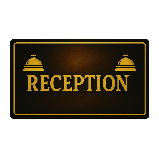 Smeeps Reception Door Sticker – 26.42 x 15.24 cm Office Vinyl Sign | Premium Gold Bell Icon | Waterproof & Durable Front Desk Label