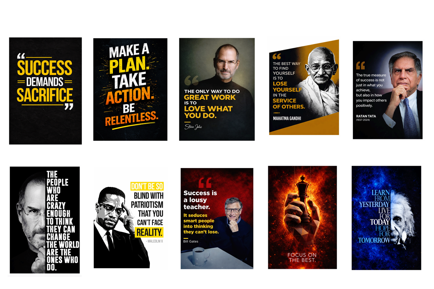 Smeeps Motivational Quotes A4 Wall Poster Set – 29.7 × 21 cm (11.69 × 8.27 Inch) Premium Art Print | 300 GSM Thick Paper | NOT GUMMING | Waterproof UV Resistant Wash Proof | Pack of 10