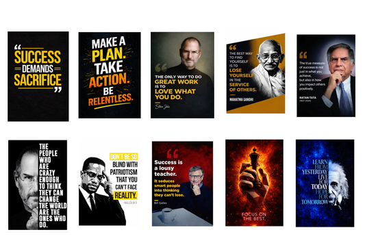 Smeeps Motivational Quotes A4 Wall Poster Set – 29.7 × 21 cm (11.69 × 8.27 Inch) Premium Art Print | 300 GSM Thick Paper | NOT GUMMING | Waterproof UV Resistant Wash Proof | Pack of 10