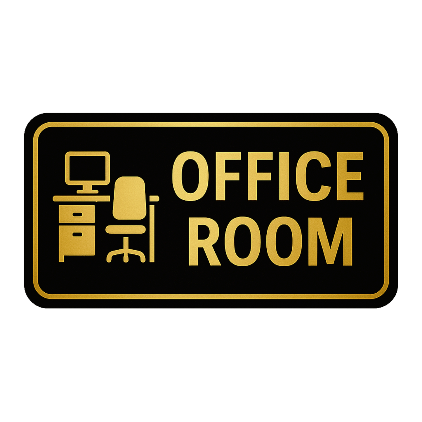 Smeeps Office Room Sticker – 28.96 x 15.24 cm Gold & Black Door Sign | Waterproof, Durable & High-Visibility Vinyl