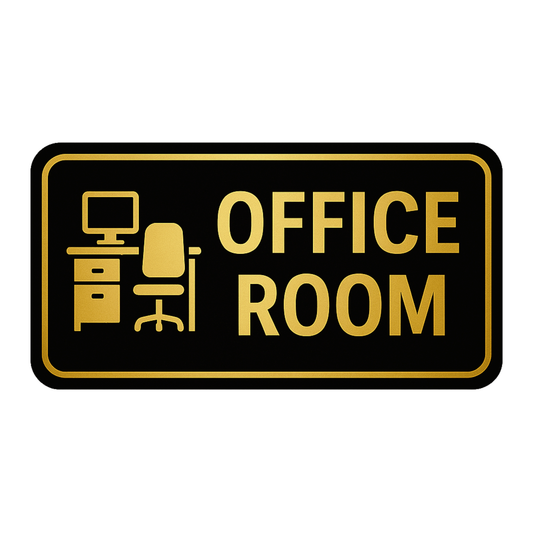 Smeeps Office Room Sticker – 28.96 x 15.24 cm Gold & Black Door Sign | Waterproof, Durable & High-Visibility Vinyl