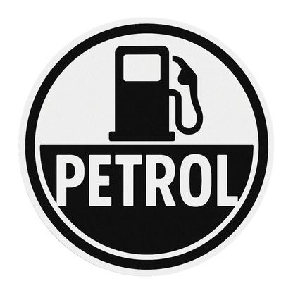 Smeeps Petrol Sticker – 8.89 x 8.89 cm Monochrome Fuel Pump Icon | Minimalist Petrol Reminder Decal | Waterproof & Durable Vinyl