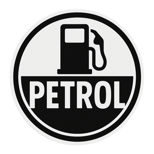 Smeeps Petrol Sticker – 8.89 x 8.89 cm Monochrome Fuel Pump Icon | Minimalist Petrol Reminder Decal | Waterproof & Durable Vinyl
