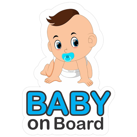 Pack of 2 | Smeeps Baby on Board Car Sticker, 14 x 9.57 cm Die-Cut Vinyl Decal – Crawling Baby with Pacifier Design, Waterproof & High Visibility for Safety Awareness
