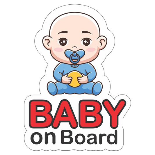 Pack of 2 | Smeeps Baby on Board Sticker – 14 x 12.3 cm | Cute Bald Baby with Toy Design | Waterproof Car Sign for Safety Awareness