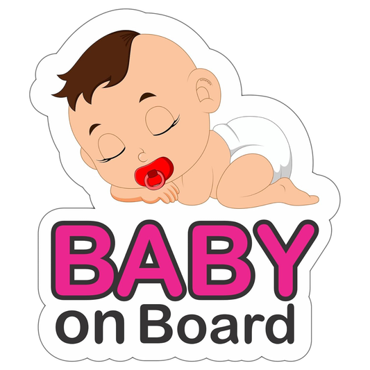 Pack of 2 | Smeeps Baby on Board Sticker – 14 x 12.3 cm | Cute Sleeping Baby Design with Pacifier | Waterproof Vinyl Car Safety Sign