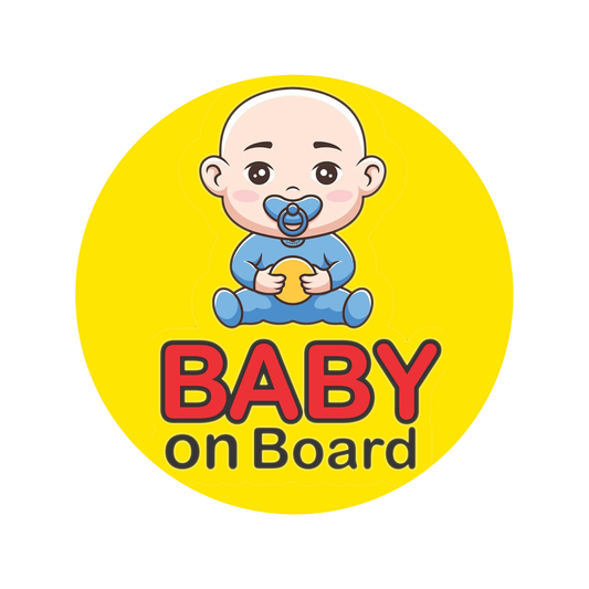 Smeeps Baby on Board Sticker – 15.24 cm Round | Cute Bald Baby with Pacifier & Ball | Waterproof Vinyl Car Safety Sign