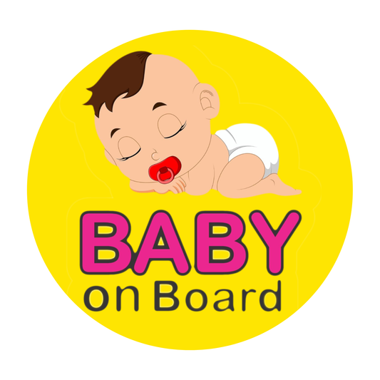 Smeeps Baby on Board Sticker – 15.24 cm Round | Adorable Sleeping Baby with Pacifier Design | Waterproof Vinyl Car Safety Sign