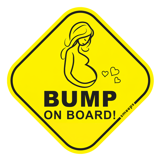 Pack of 2 | Smeeps Bump On Board Car Sticker – 15.24 cm Diamond-Shaped Maternity Safety Sign | Yellow & Black Vinyl Decal for Pregnant Moms