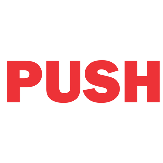 Smeeps PUSH Door Sticker – 7.3 x 2 cm Red Text Vinyl Label | Waterproof, Wash-Proof & Durable Door Instruction Signage