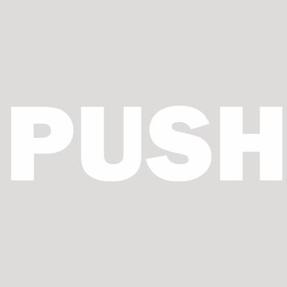 Smeeps PUSH Door Sticker – 7.3 x 2 cm White Text Vinyl Label | Waterproof, Wash-Proof & Durable Door Instruction Signage