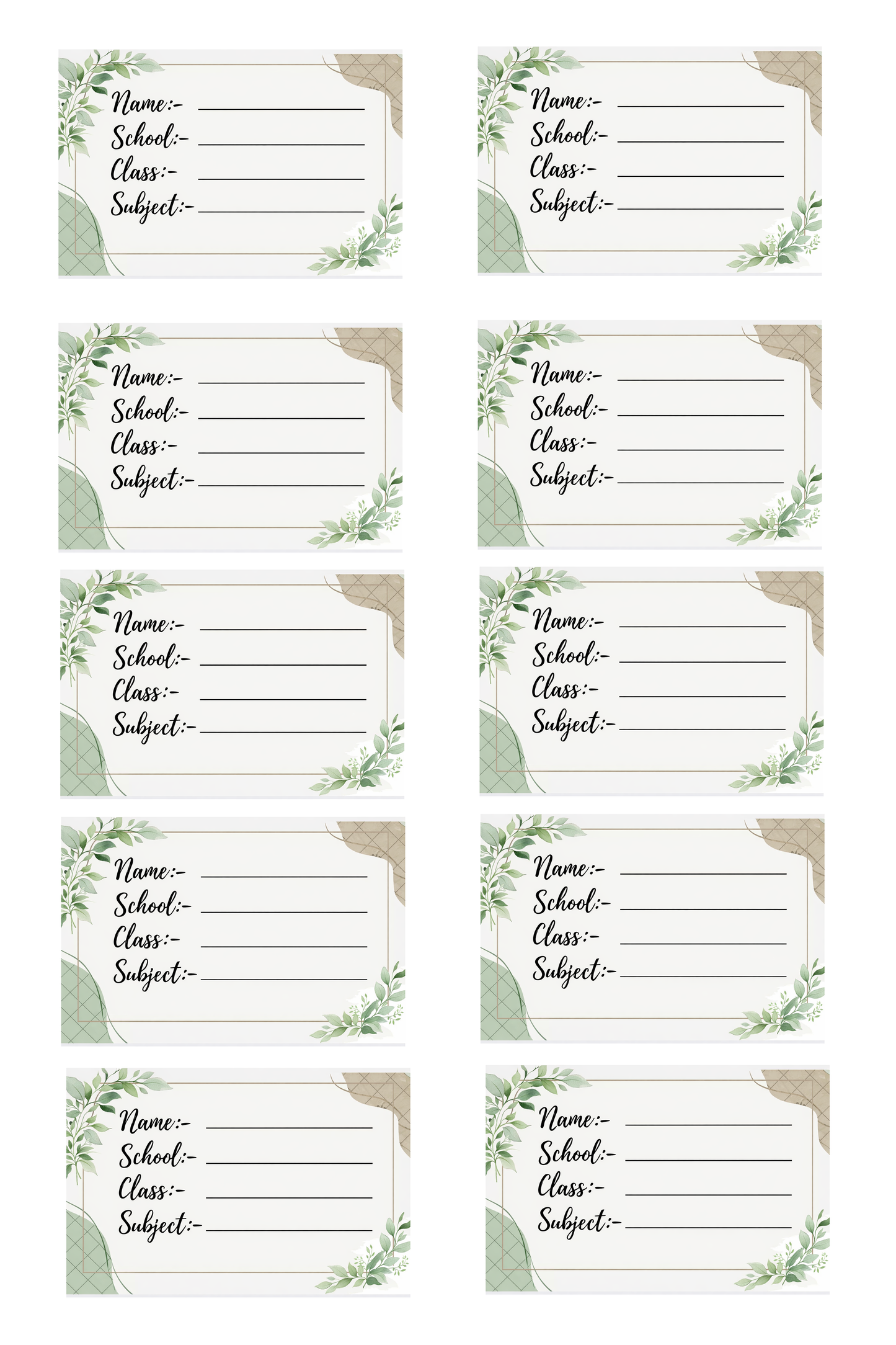 Smeeps Floral School Name Labels Sticker – 7.62 × 5.08 cm (3 × 2 Inch) Personalized Notebook & Book Labels for Kids | Writable Self-Adhesive School Stickers Pack of 10