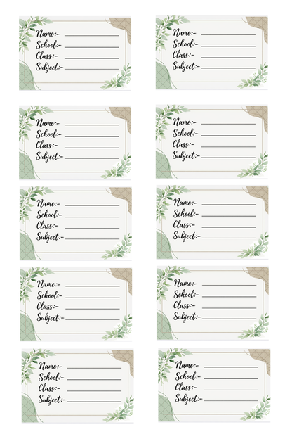 Smeeps Floral School Name Labels Sticker – 7.62 × 5.08 cm (3 × 2 Inch) Personalized Notebook & Book Labels for Kids | Writable Self-Adhesive School Stickers Pack of 10