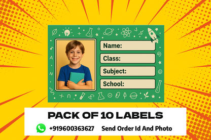Smeeps Personalized Science School Book Label – Custom Photo Name Sticker for Kids | 3.5 x 2 Inch Notebook Labels | Pack of 10