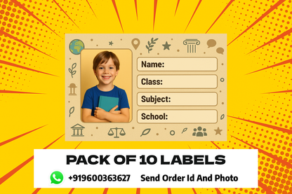 Smeeps Personalized Social Studies School Book Label – Custom Photo Name Sticker for Kids | 3.5 x 2 Inch Notebook Labels | Pack of 10