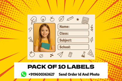 Smeeps Personalized School Label Sticker – 3.5 x 2 Inches Custom Name Tag with Student Photo | Pack of 10 Waterproof Book Labels