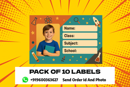 Smeeps Custom Photo School Labels – 3.5 x 2 Inch Personalized Name Stickers for Kids | Pack of 10 | Durable School Bag & Notebook Labels