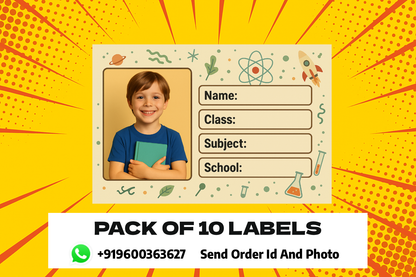 Smeeps Personalized Science School Book Label – Custom Photo Name Sticker for Kids | 3.5 x 2 Inch Notebook Labels | Pack of 10
