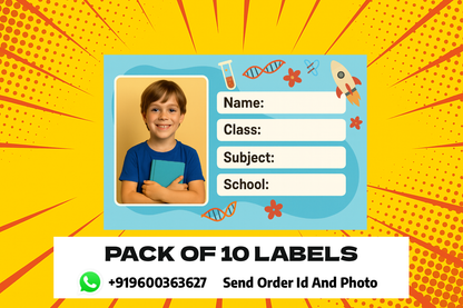 Smeeps Personalized School Book Label – Custom Photo Name Sticker for Kids | 3.5 x 2 Inch Notebook Labels | Pack of 10