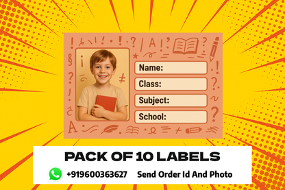 Smeeps Personalized School Book Label – Custom Photo Name Sticker for Kids | 3.5 x 2 Inch Notebook Labels | Pack of 10