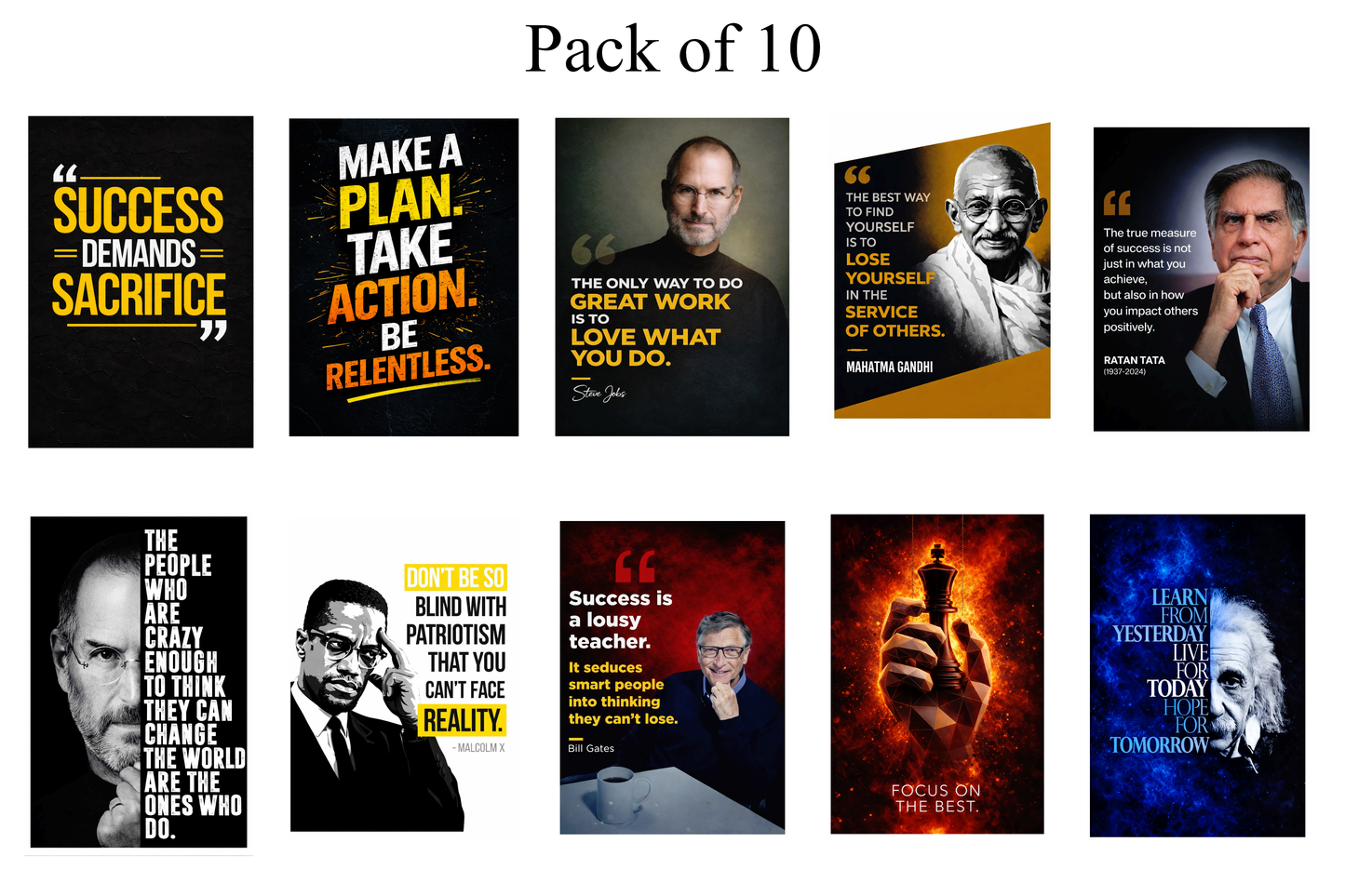 Smeeps Motivational Quotes A4 Wall Poster Set – 29.7 × 21 cm (11.69 × 8.27 Inch) Premium Art Print | 300 GSM Thick Paper | NOT GUMMING | Waterproof UV Resistant Wash Proof | Pack of 10