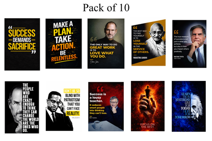 Smeeps Motivational Quotes A4 Wall Poster Set – 29.7 × 21 cm (11.69 × 8.27 Inch) Premium Art Print | 300 GSM Thick Paper | NOT GUMMING | Waterproof UV Resistant Wash Proof | Pack of 10