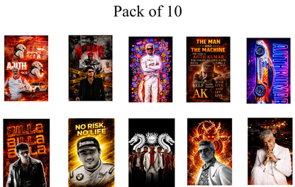 Smeeps Ajith Kumar A4 Wall Poster Set – 29.7 × 21 cm (11.69 × 8.27 Inch) Premium Art Print | 300 GSM Thick Paper | NOT GUMMING | Waterproof UV Resistant Wash Proof | Pack of 10