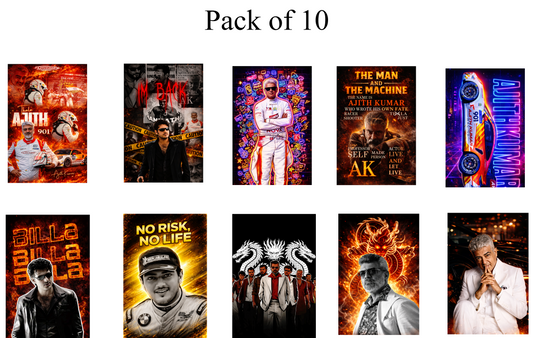 Smeeps Ajith Kumar A4 Wall Poster Set – 29.7 × 21 cm (11.69 × 8.27 Inch) Premium Art Print | 300 GSM Thick Paper | NOT GUMMING | Waterproof UV Resistant Wash Proof | Pack of 10