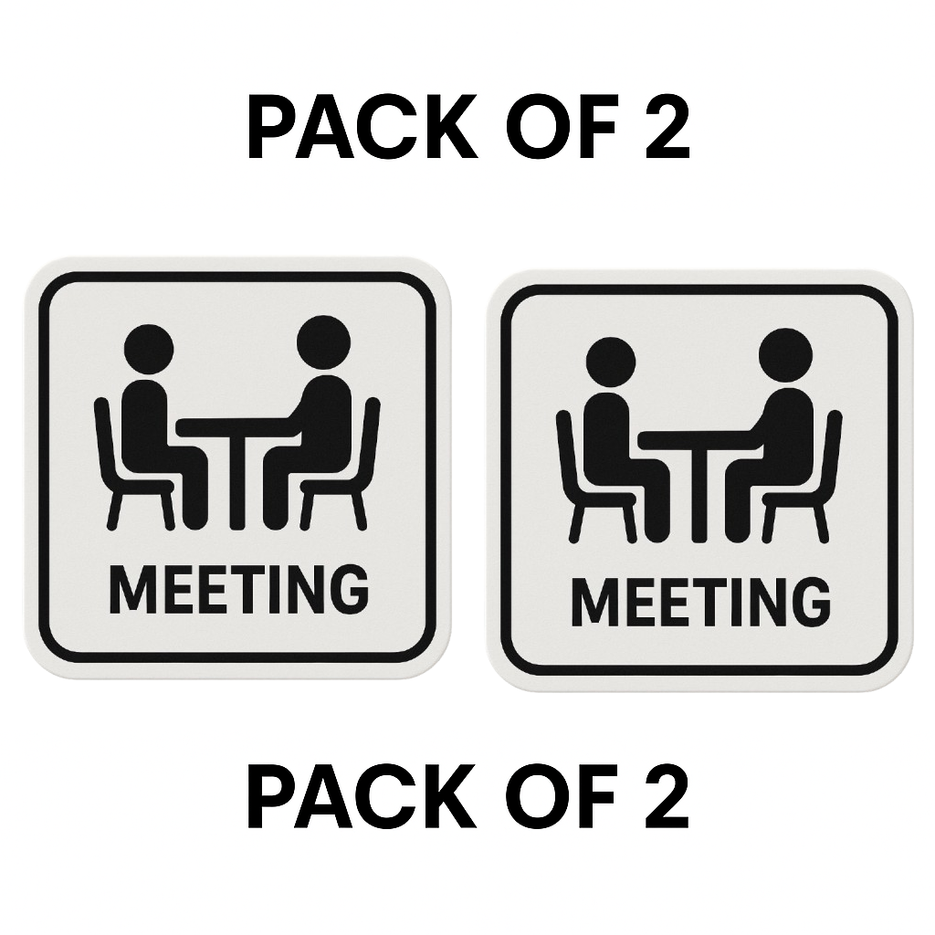 Smeeps Meeting Room Sign Sticker – 14 x 14 cm | Minimal Office Communication Label for Doors & Cabins