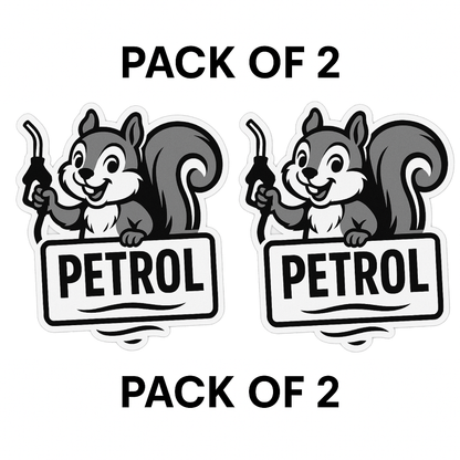 Smeeps Petrol Squirrel Sticker – 10.16 x 9.2 cm Car & Bike Vinyl Decal | Cute Fuel Icon Label | Waterproof & Durable Design