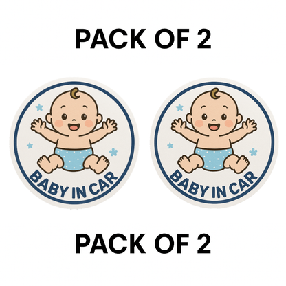 Smeeps Baby in Car Sticker – Cute Cartoon Baby Design – 13.97 x 13.97 cm | Safety Alert Sign for Vehicles