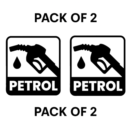 Petrol Type Indicator Sticker – 10.5 x 10.5 cm Square Design | Fuel Icon Label for Petrol Vehicles | Waterproof & Durable