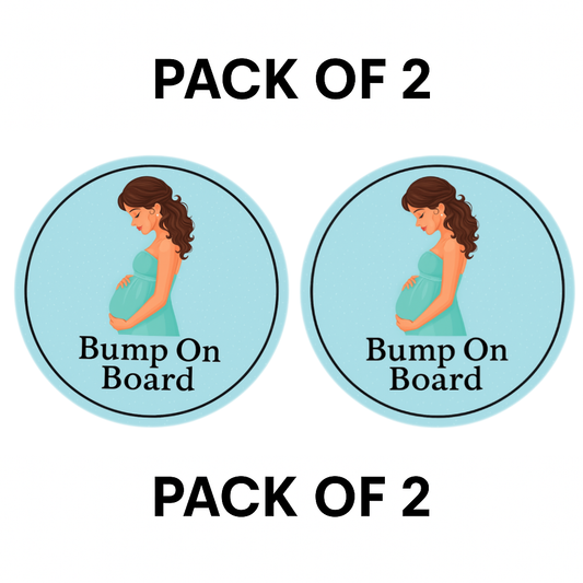 Pack of 2 | Smeeps Bump on Board Sticker – 15.24 cm Round | Soft Pastel Blue Design | Alert Sign for Pregnant Moms in Transit