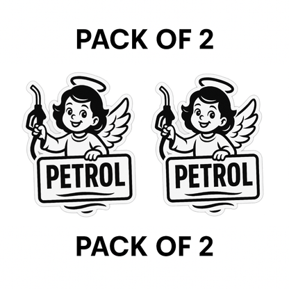 Smeeps Petrol Angel Sticker – 10.16 x 9.2 cm Car & Bike Vinyl Decal | Cute Winged Angel Fuel Indicator | Waterproof & Durable