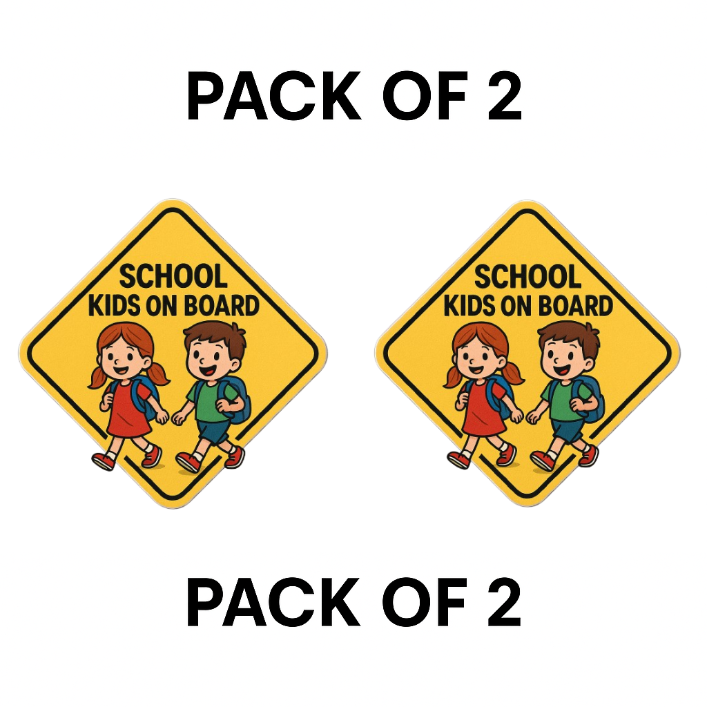 Smeeps School Kids on Board Sticker – 13.97 x 13.97 cm | Cute Yellow School Safety Sign for Buses & Vans