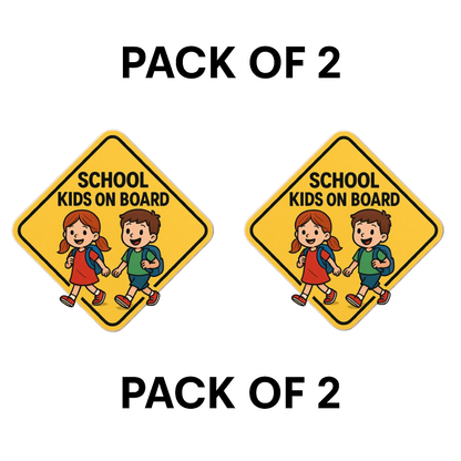 Smeeps School Kids on Board Sticker – 13.97 x 13.97 cm | Cute Yellow School Safety Sign for Buses & Vans