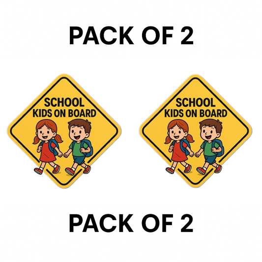 Smeeps School Kids on Board Sticker – 13.97 x 13.97 cm | Cute Yellow School Safety Sign for Buses & Vans