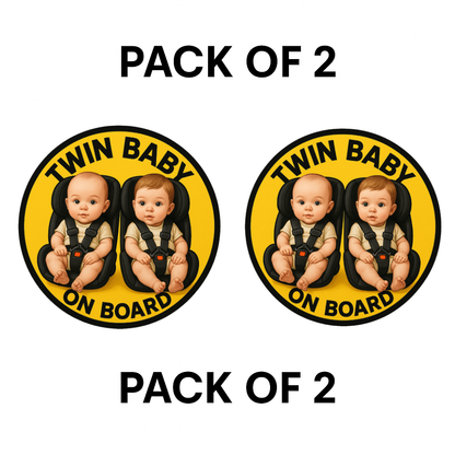 Smeeps Twin Baby on Board Sticker – 13.97 x 13.97 cm | Realistic Car Seat Design for Twin Boys or Girls